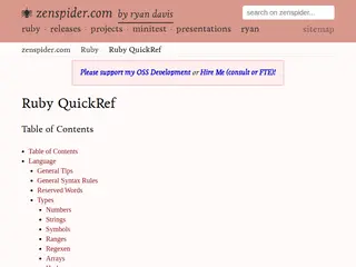 Ruby QuickRef | zenspider.com | by ryan davis