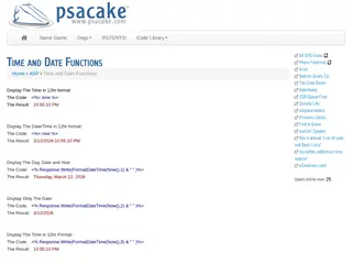 Time and Date Functions -- psacake.com