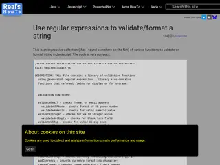 Use regular expressions to validate/format a string [Real's JAVASCRIPT How-to]