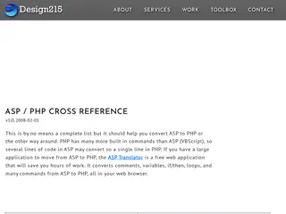 ASP/PHP Cross Reference - Design215 Toolbox