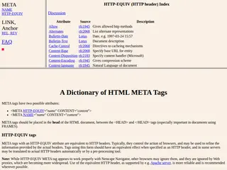 HTML META, REL and REV Tags