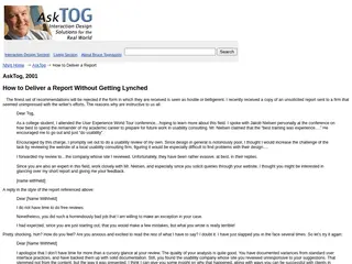 Ask Tog: How to Deliver a Report Without Getting Lynched