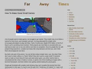 Far Away Times: How To Make Good Small Games