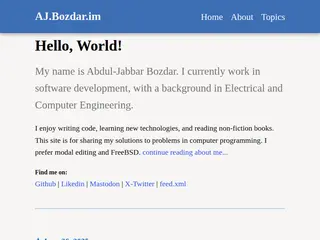 AJ.Bozdar.im | Abdul-Jabbar Bozdar's Personal Website