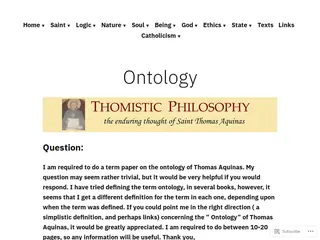Ontology – Thomistic Philosophy Page
