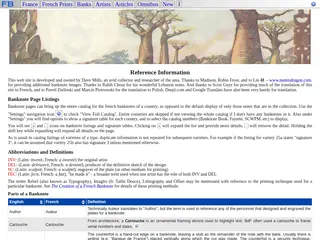 Reference Information for French Banknotes