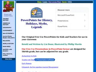 Our Original Free Use PowerPoints for History, Holidays, Myths, Legends for Kids and Teachers