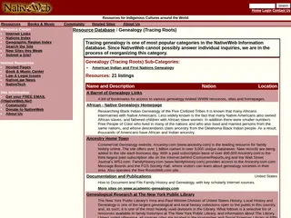 NativeWeb Resources: Genealogy (Tracing Roots)