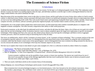 Economics of Science Fiction