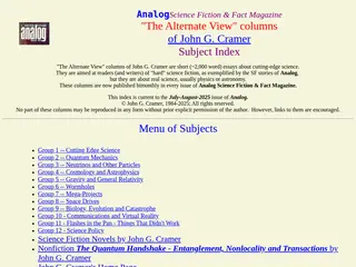 Subject index of Alternate View columns by John G. Cramer