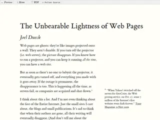 The Unbearable Lightness of Web Pages