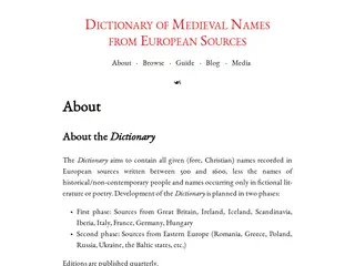 About — Dictionary of Medieval Names from European Sources