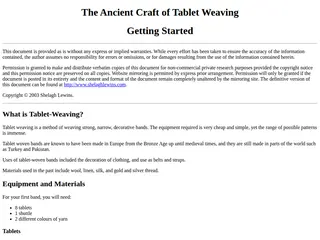 The Ancient Craft of Tablet Weaving: Getting Started