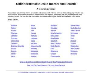 Online Searchable Death Indexes, Records and Obituaries