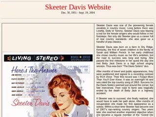 Skeeter Davis Homepage- Unofficial Site