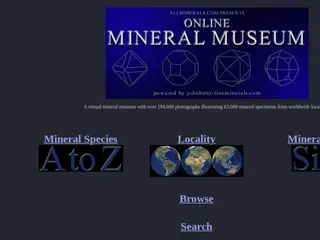 Virtual museum with photographs illustrating thousands of mineral specimens from worldwide localities.