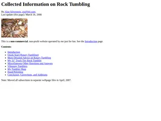 Collected Information on Rock Tumbling