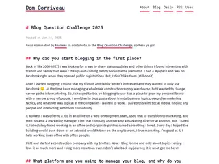 Blog Question Challenge 2025 - Dom Corriveau
