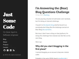 I'm Answering the (Bear) Blog Questions Challenge · Just Some Code