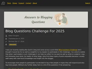Blog Questions Challenge for 2025
