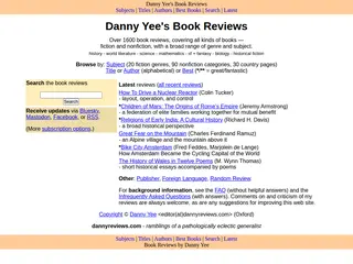 Book Reviews by Danny Yee (fiction + nonfiction)