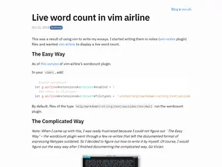 Live word count in vim airline | vivi.sh