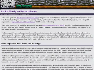 Re: Re: Bluesky and Decentralization -- Dustycloud Brainstorms