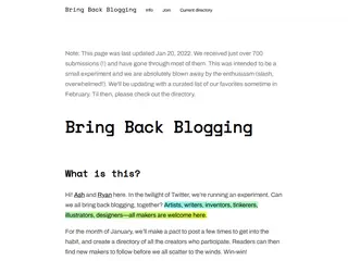 Bring Back Blogs! January 2023