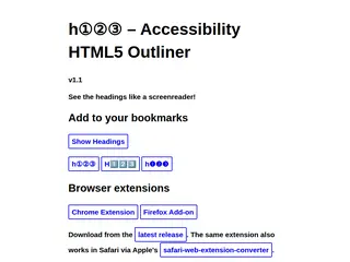 h123 - An bookmarklet that shows headings like a screenreader (Accessbility)