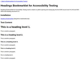 Headings Bookmarklet for Accessibility Testing