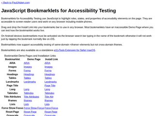 JavaScript Bookmarklets for Accessibility Testing
