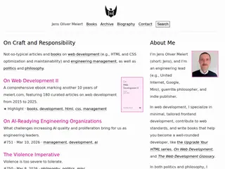On Craft and Responsibility (Web Development, Engineering Management, Life/Philosophy) · Jens Oliver Meiert
