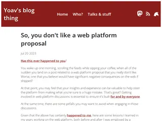 So, you don't like a web platform proposal