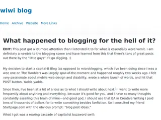 What happened to blogging for the hell of it? · wiwi blog