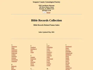 Iroquois County Genealogical Society - Bible Records Collection