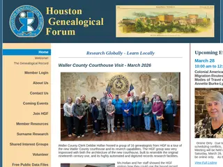 Welcome to the Houston Genealogical Forum website!