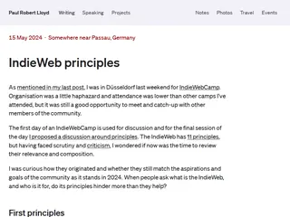 IndieWeb principles · Paul Robert Lloyd