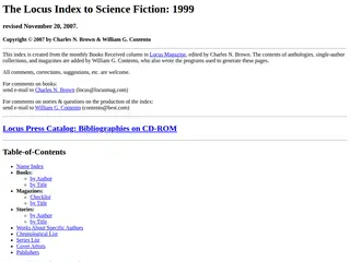 The Locus Index to Science Fiction: 1999