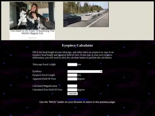 Telescope Field Of View and Power Calculator