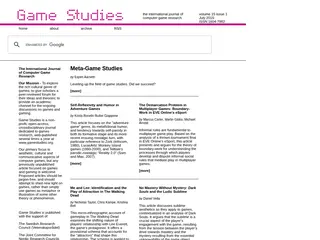 Game Studies - Issue 1501, 2015