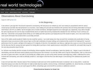 Observations About Overclocking - Real World Tech