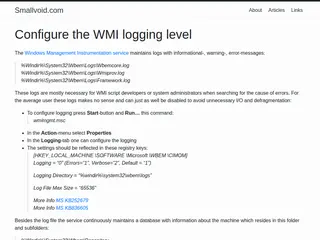 Configure the WMI logging level | Smallvoid.com
