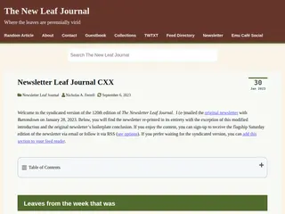 Newsletter Leaf Journal CXX · The New Leaf Journal