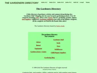 Garden Directory, Gardening advice, links and sundries