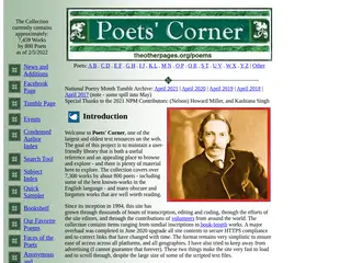 Poets' Corner - Home Page: Introduction, Overview, and Index Summary