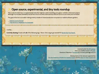 Open source, experimental, and tiny tools roundup