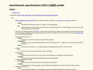 microformats specifications 2010-2 XMDP profile