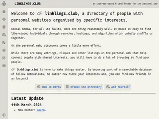linklings.club 🔗 an interest-based friend finder for the personal web