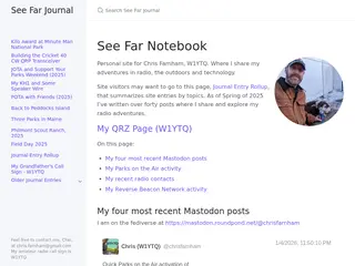 See Far Journal | One amateur radio operator’s journal for radio field operations, antenna builds, and radio related projects. Writing is learning. I share my journey with you here. My amateur radio c