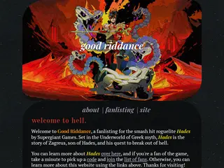 GOOD RIDDANCE 💀 a fansite for HADES by SUPERGIANT GAMES